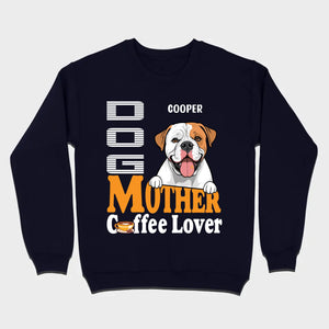 Custom American Bulldog T-Shirts With The Text 'Dog Mom, Coffee Lover' - 89Prints