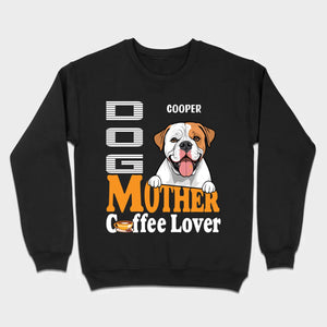 Custom American Bulldog T-Shirts With The Text 'Dog Mom, Coffee Lover' - 89Prints