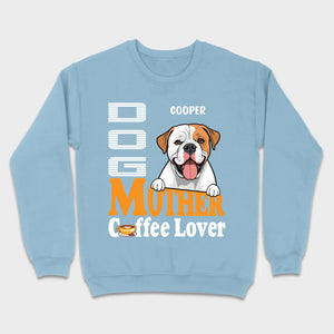 Custom American Bulldog T-Shirts With The Text 'Dog Mom, Coffee Lover' - 89Prints
