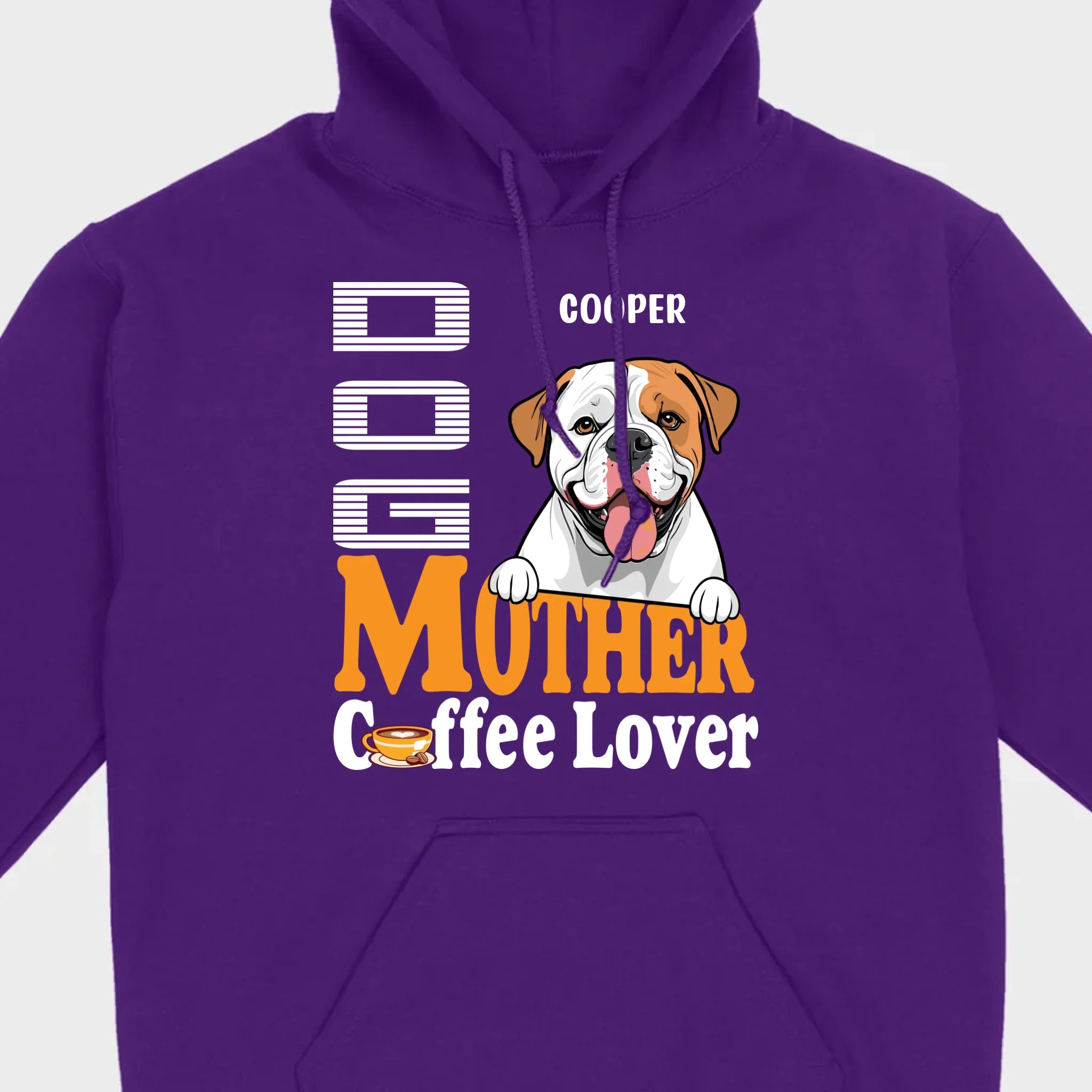 Custom American Bulldog T-Shirts With The Text 'Dog Mom, Coffee Lover' - 89Prints