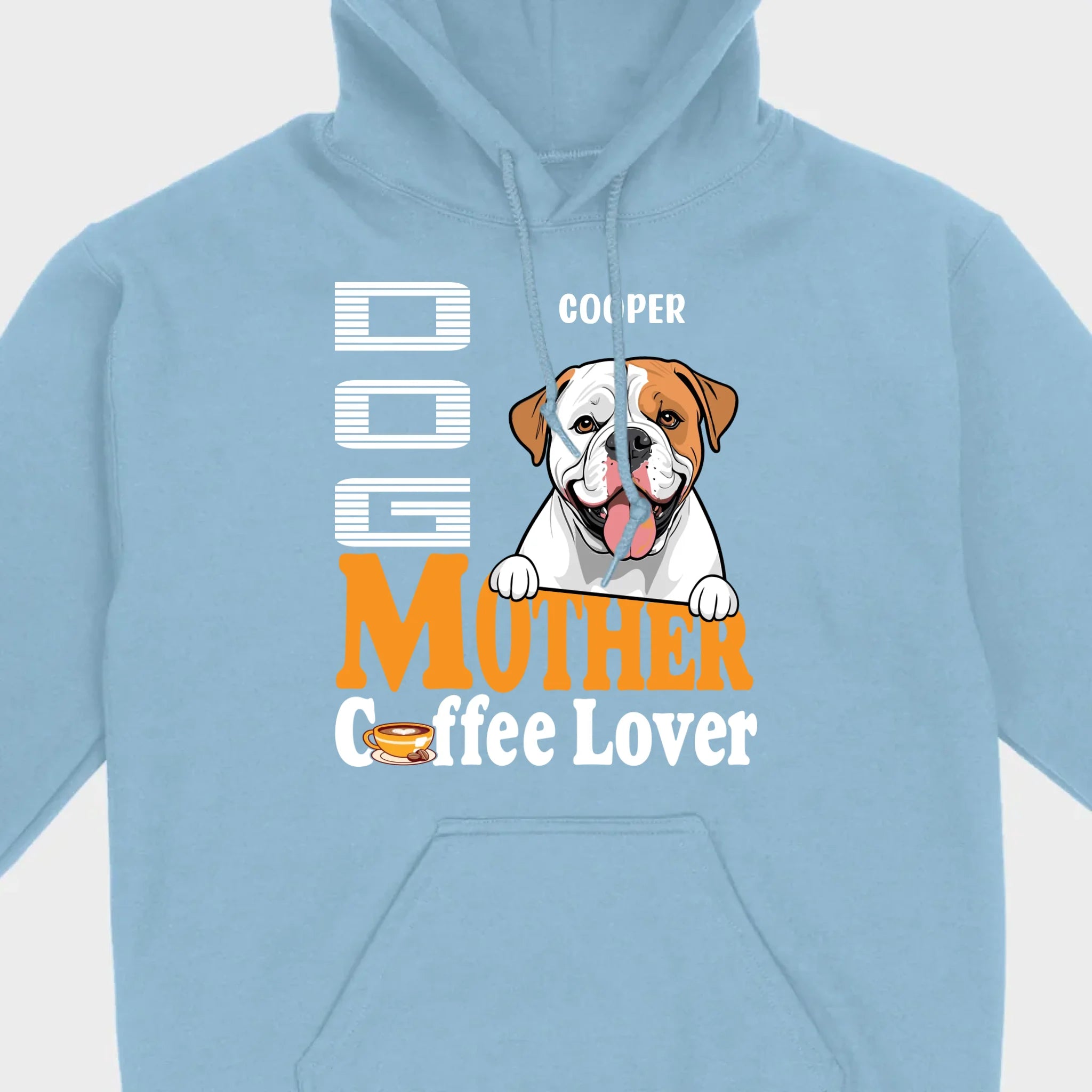 Custom American Bulldog T-Shirts With The Text 'Dog Mom, Coffee Lover' - 89Prints