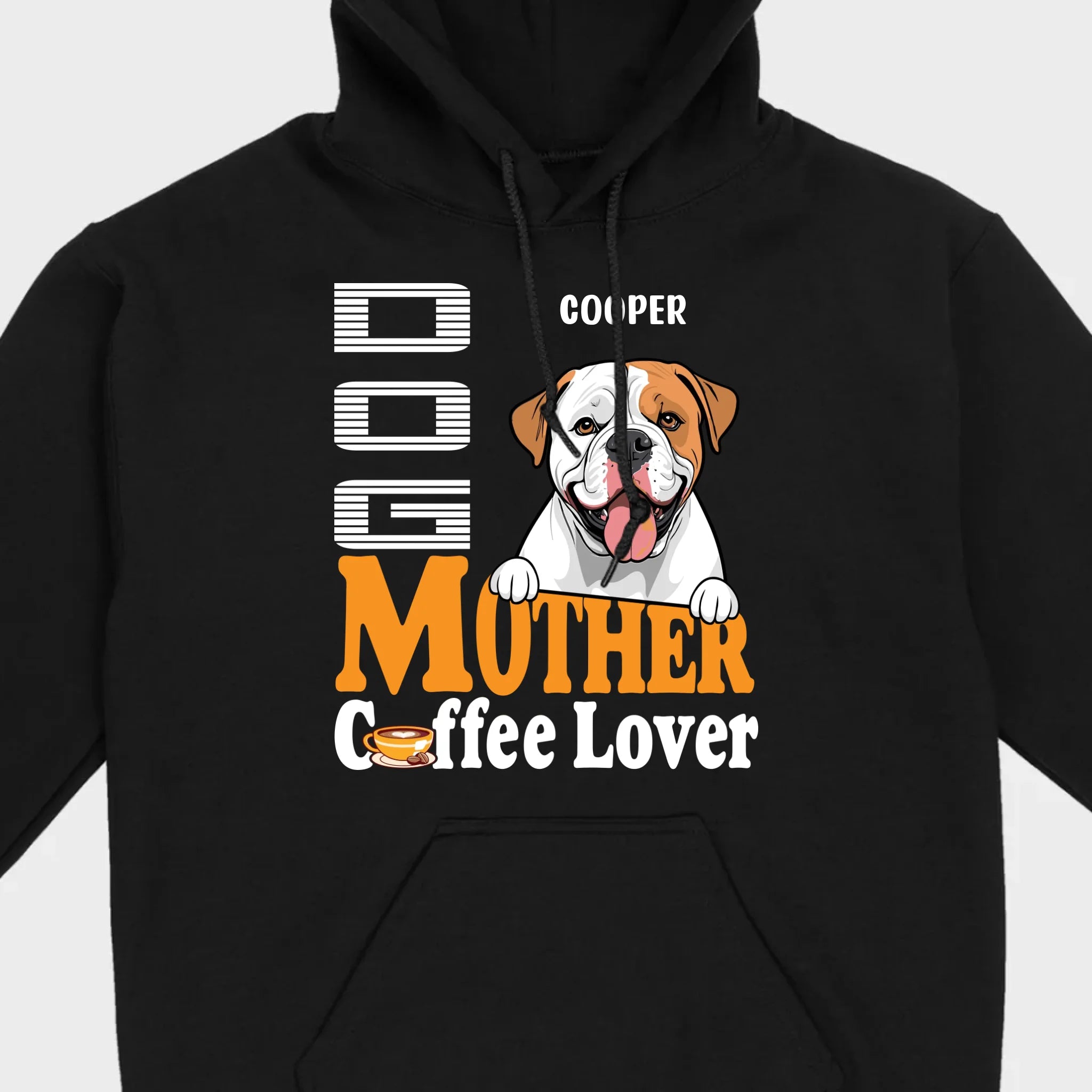 Custom American Bulldog T-Shirts With The Text 'Dog Mom, Coffee Lover' - 89Prints