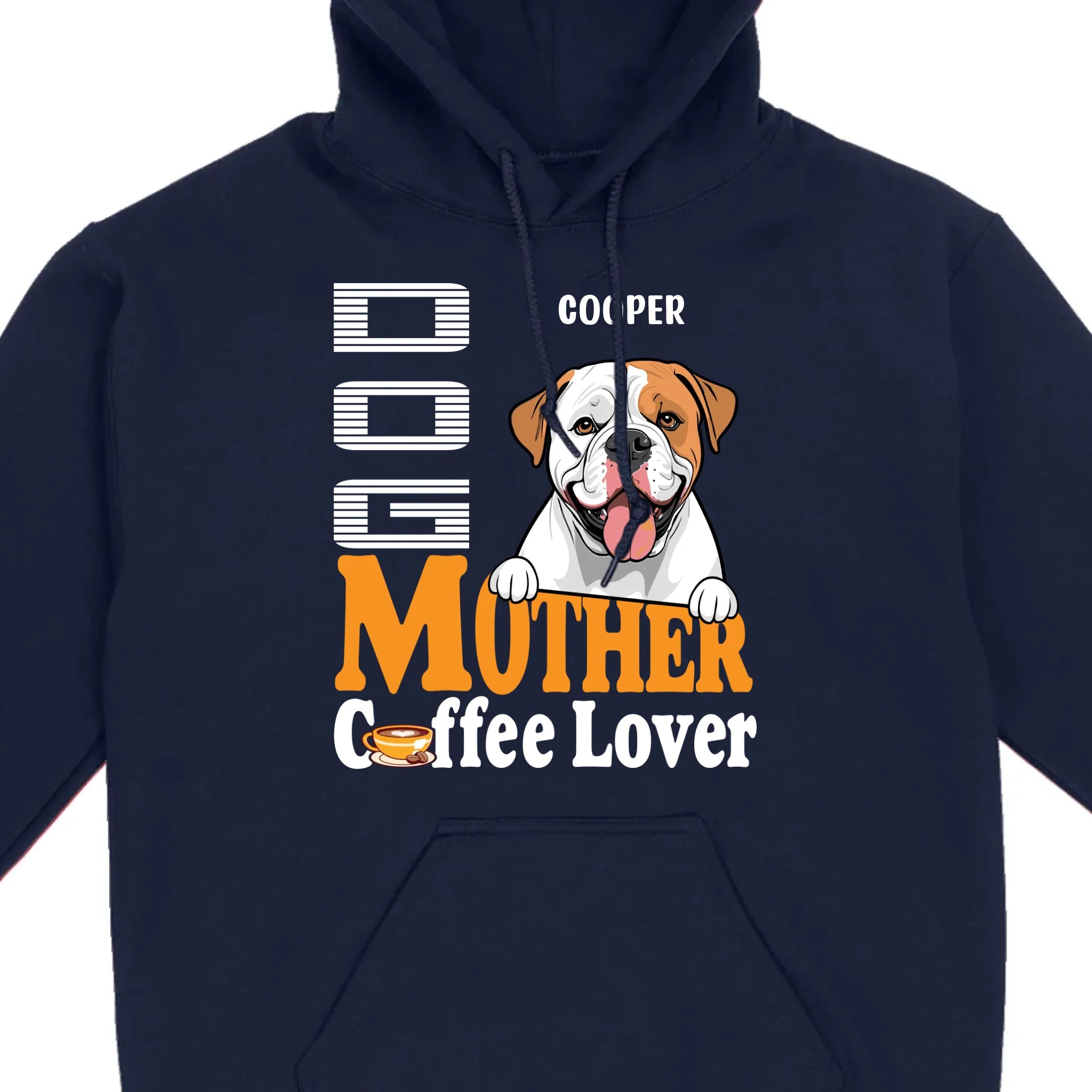Custom American Bulldog T-Shirts With The Text 'Dog Mom, Coffee Lover' - 89Prints