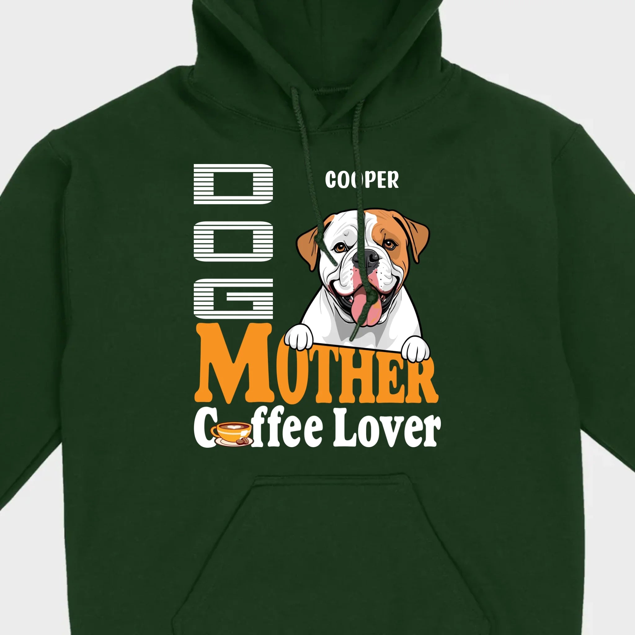 Custom American Bulldog T-Shirts With The Text 'Dog Mom, Coffee Lover' - 89Prints