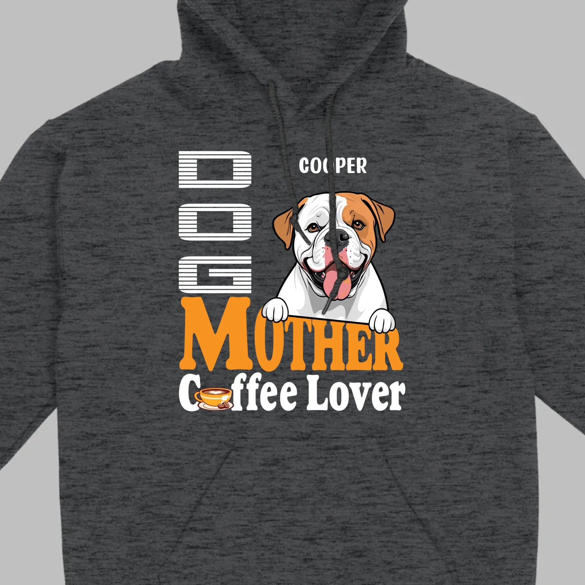 Custom American Bulldog T-Shirts With The Text 'Dog Mom, Coffee Lover' - 89Prints
