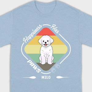 Personalized Bichon Frise T-Shirts With 'Happiness Has Paws' Text - 89Prints