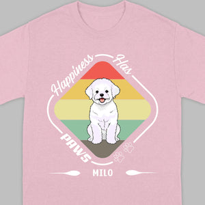 Personalized Bichon Frise T-Shirts With 'Happiness Has Paws' Text - 89Prints