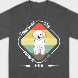 Personalized Bichon Frise T-Shirts With 'Happiness Has Paws' Text - 89Prints