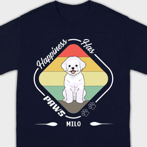 Personalized Bichon Frise T-Shirts With 'Happiness Has Paws' Text - 89Prints