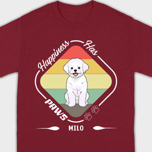 Personalized Bichon Frise T-Shirts With 'Happiness Has Paws' Text - 89Prints