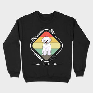Personalized Bichon Frise T-Shirts With 'Happiness Has Paws' Text - 89Prints