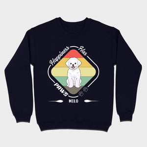Personalized Bichon Frise T-Shirts With 'Happiness Has Paws' Text - 89Prints