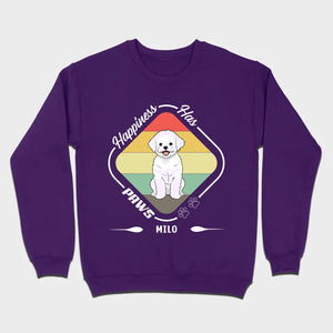 Personalized Bichon Frise T-Shirts With 'Happiness Has Paws' Text - 89Prints