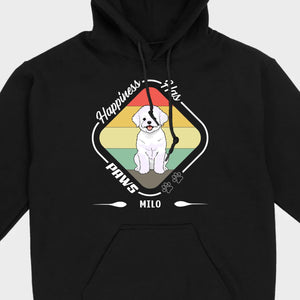 Personalized Bichon Frise T-Shirts With 'Happiness Has Paws' Text - 89Prints