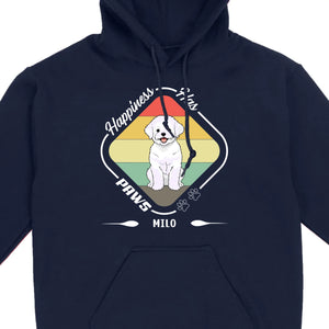 Personalized Bichon Frise T-Shirts With 'Happiness Has Paws' Text - 89Prints