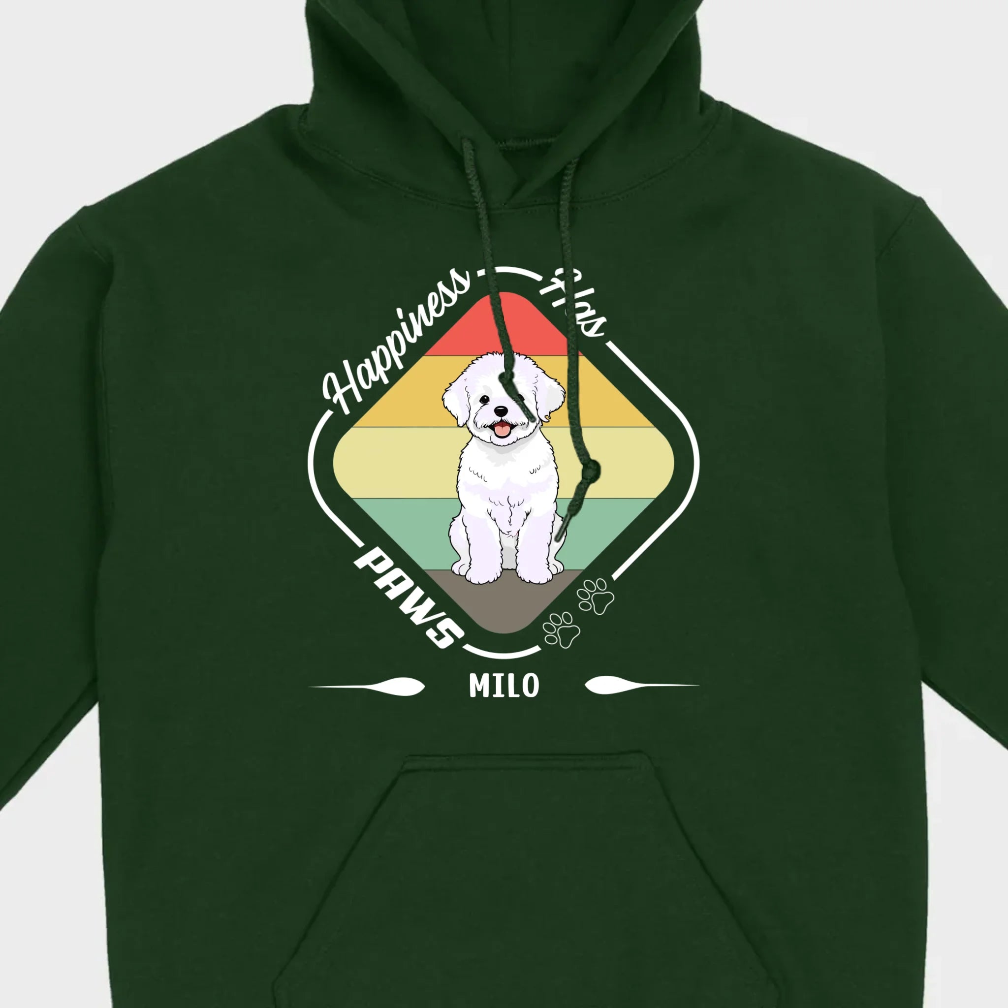 Personalized Bichon Frise T-Shirts With 'Happiness Has Paws' Text - 89Prints