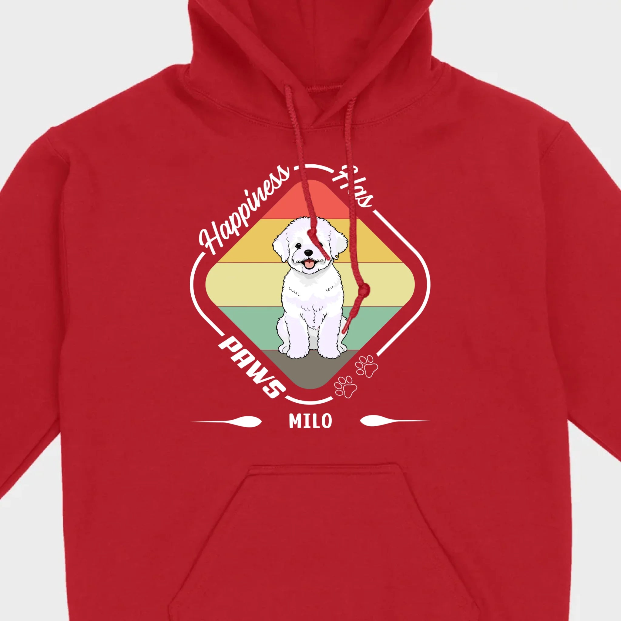 Personalized Bichon Frise T-Shirts With 'Happiness Has Paws' Text - 89Prints