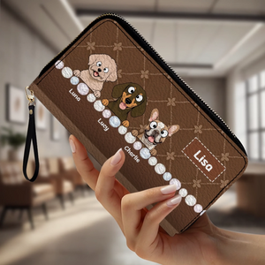 Custom Dog Breed Leather Wallet - Personalized Pet Name & Cartoon Art - 89Prints
