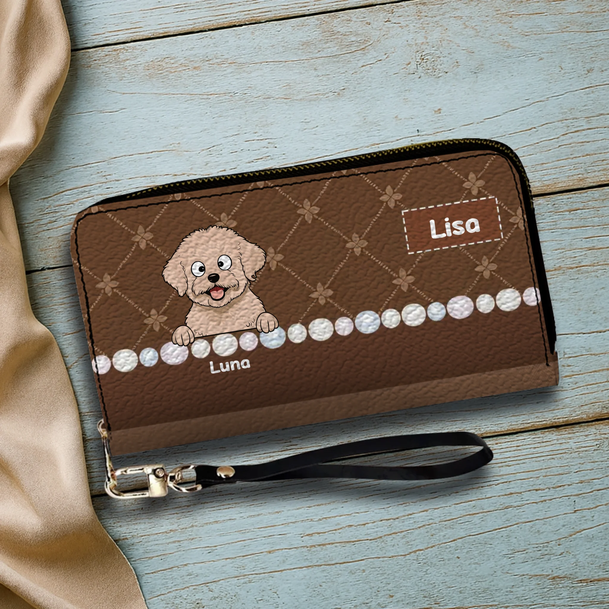 Custom Dog Breed Leather Wallet - Personalized Pet Name & Cartoon Art - 89Prints