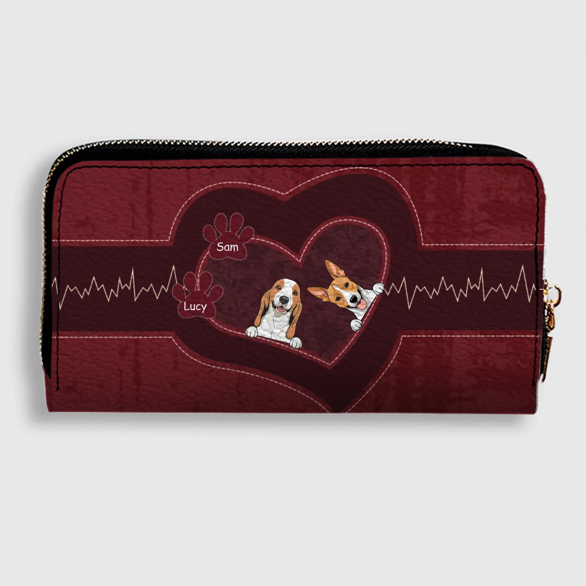 Personalized Pet Wallet – Custom Dog Art with Heartbeat Design - 89Prints