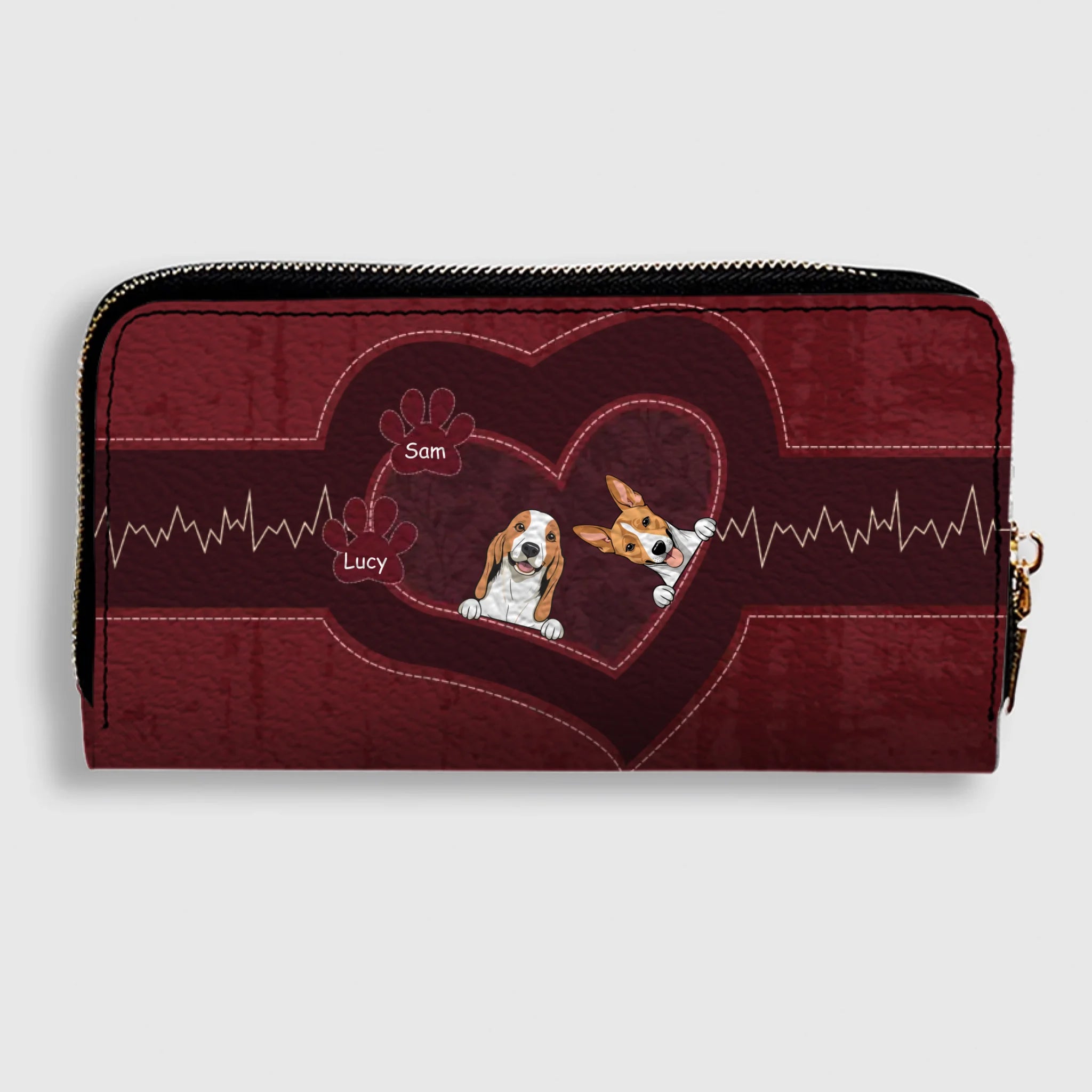 Personalized Pet Wallet – Custom Dog Art with Heartbeat Design - 89Prints