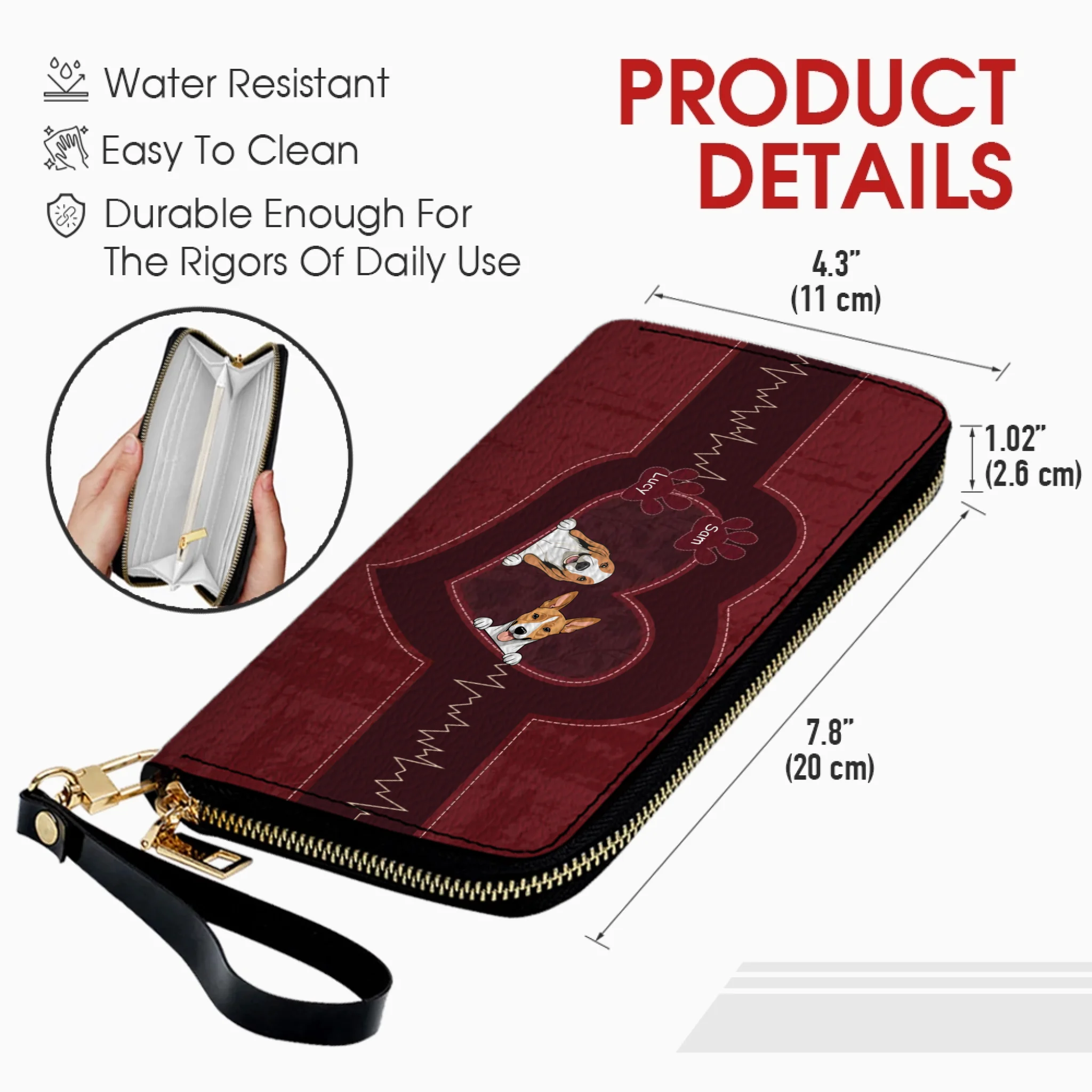 Personalized Pet Wallet – Custom Dog Art with Heartbeat Design - 89Prints