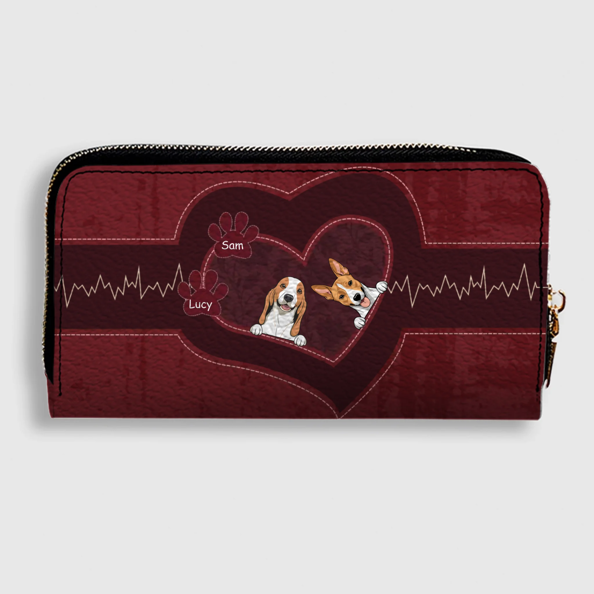 Personalized Pet Wallet – Custom Dog Art with Heartbeat Design - 89Prints
