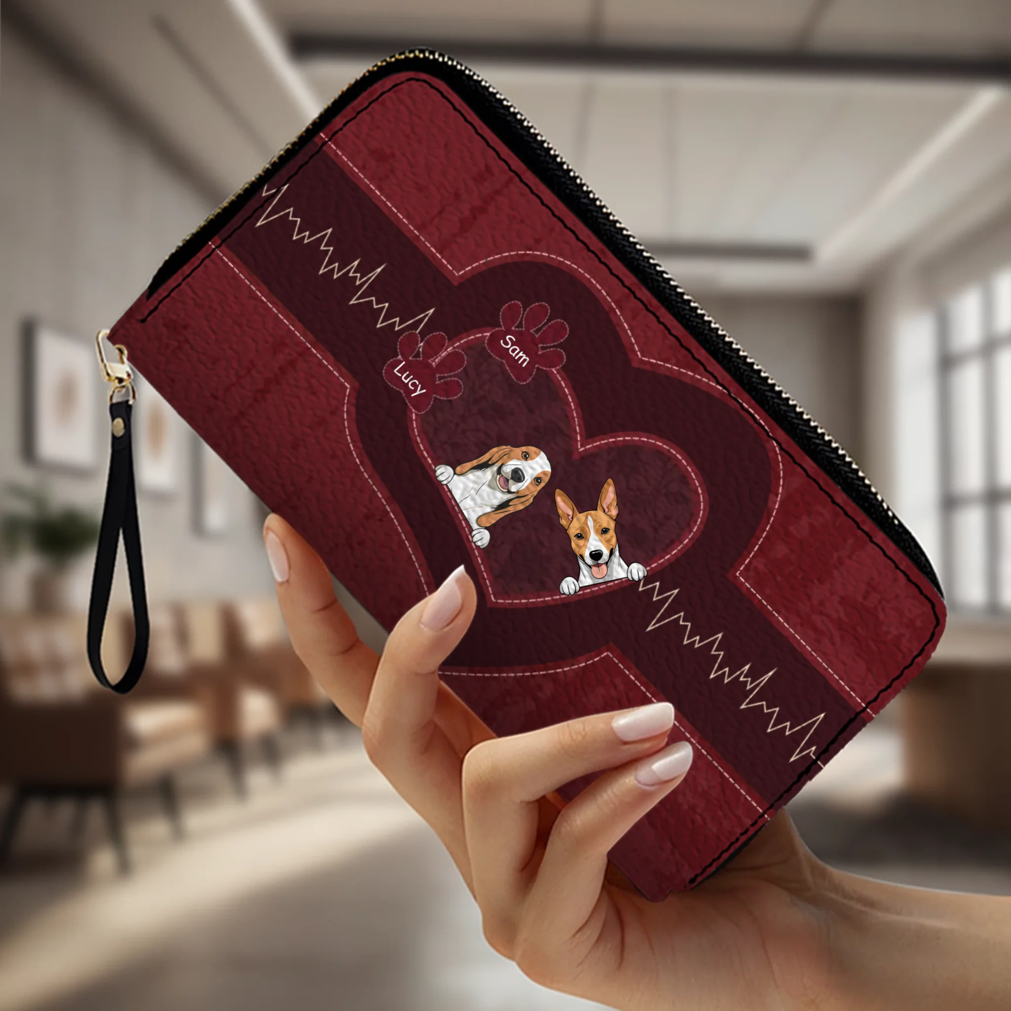 Personalized Pet Wallet – Custom Dog Art with Heartbeat Design - 89Prints