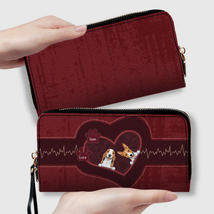 Personalized Pet Wallet – Custom Dog Art with Heartbeat Design - 89Prints
