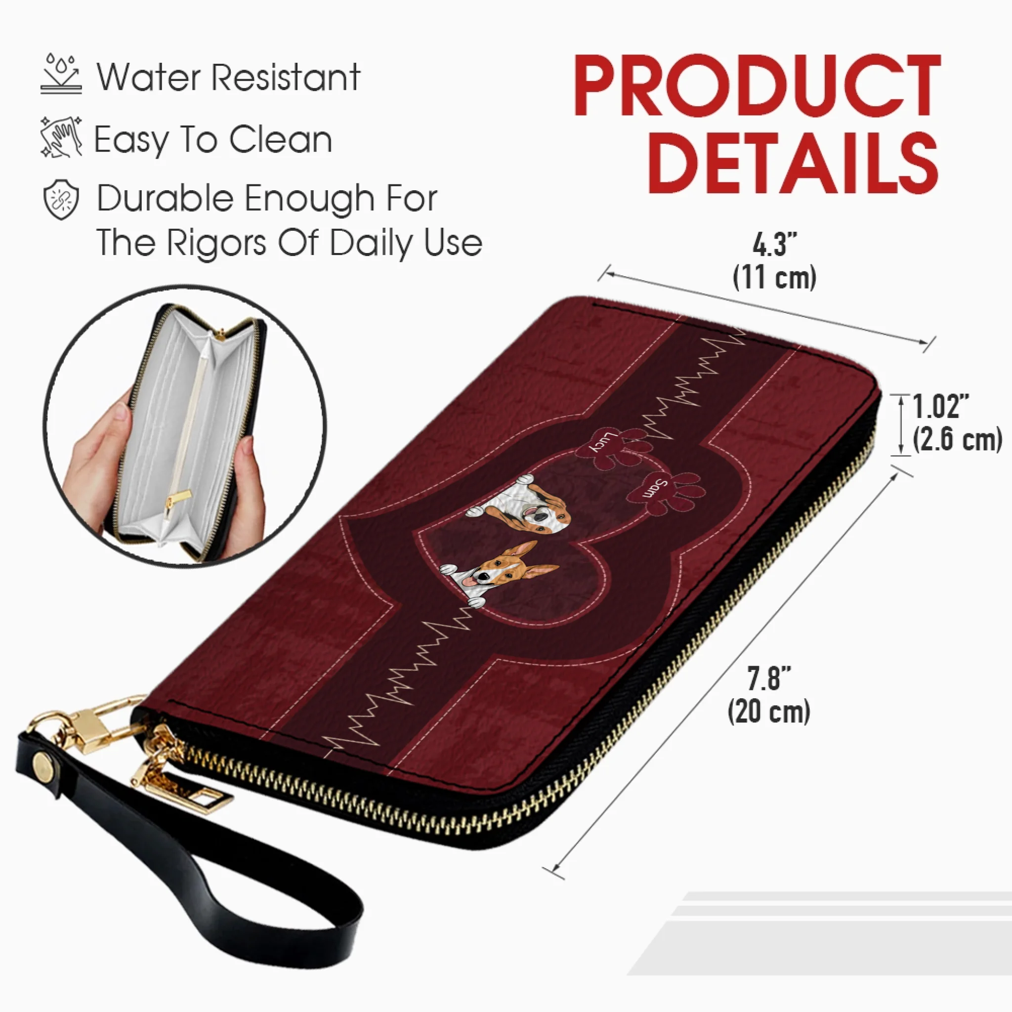 Personalized Pet Wallet – Custom Dog Art with Heartbeat Design - 89Prints