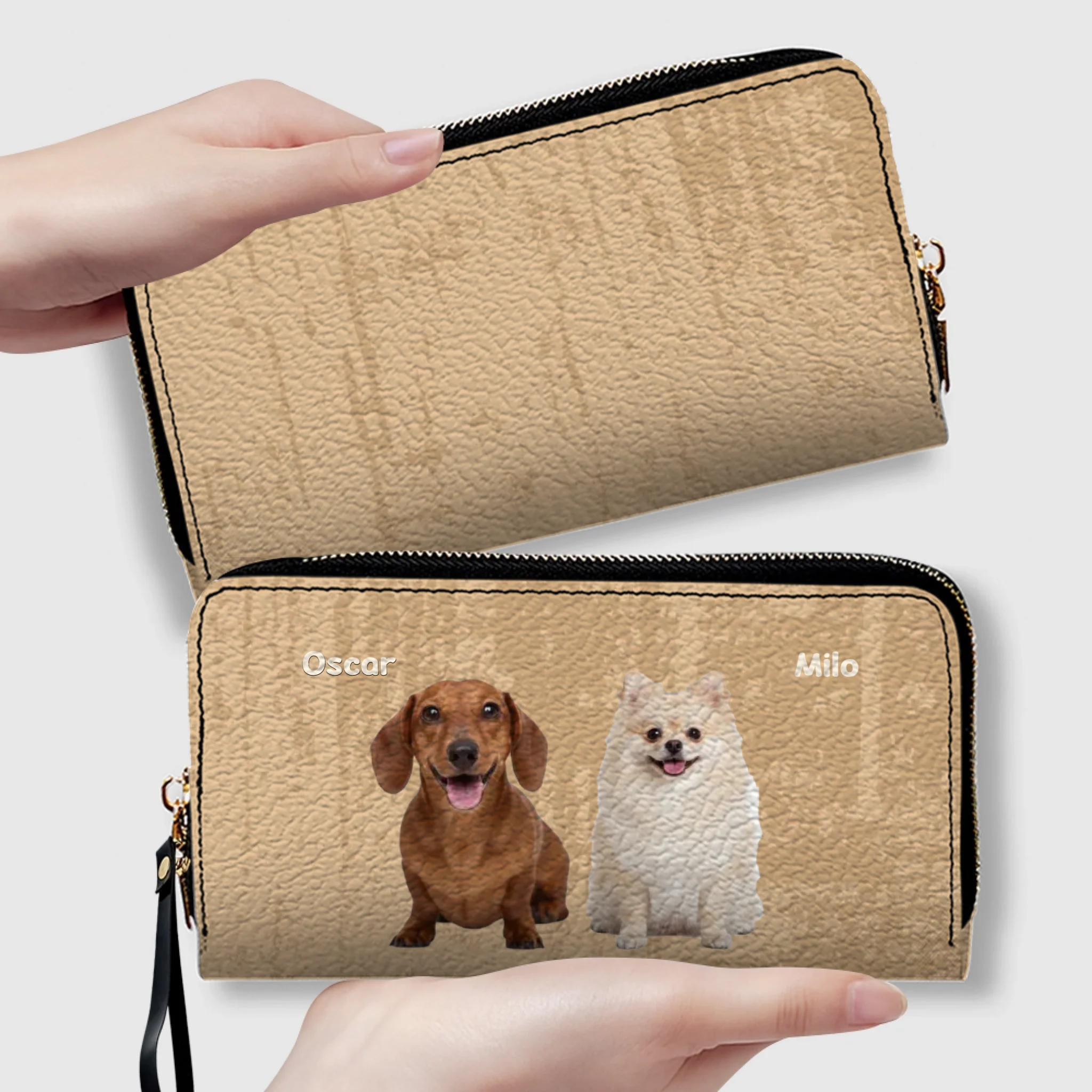 Custom Pet Photo Leather Wallet: Personalized Dog Name Wallet - 89Prints