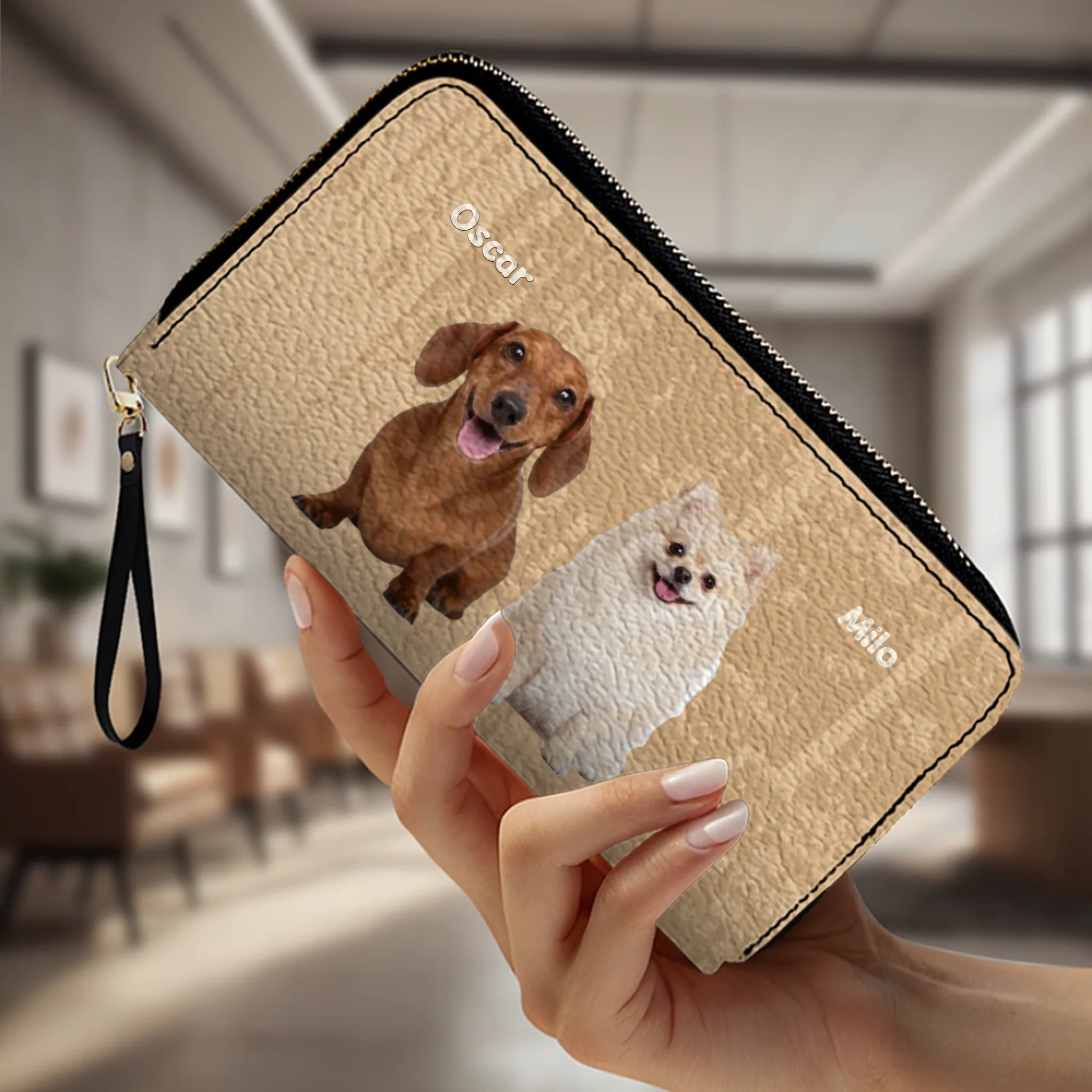 Custom Pet Photo Leather Wallet: Personalized Dog Name Wallet - 89Prints