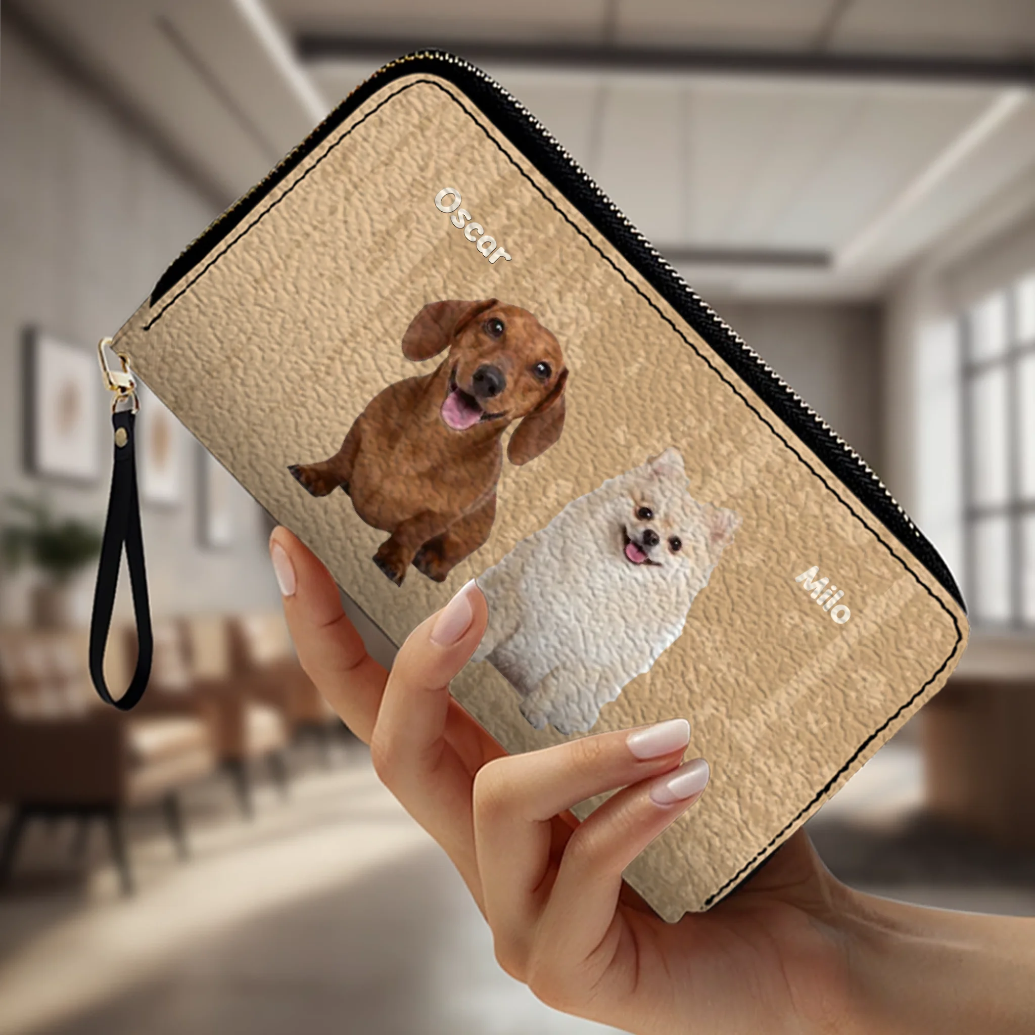 Custom Pet Photo Leather Wallet: Personalized Dog Name Wallet - 89Prints
