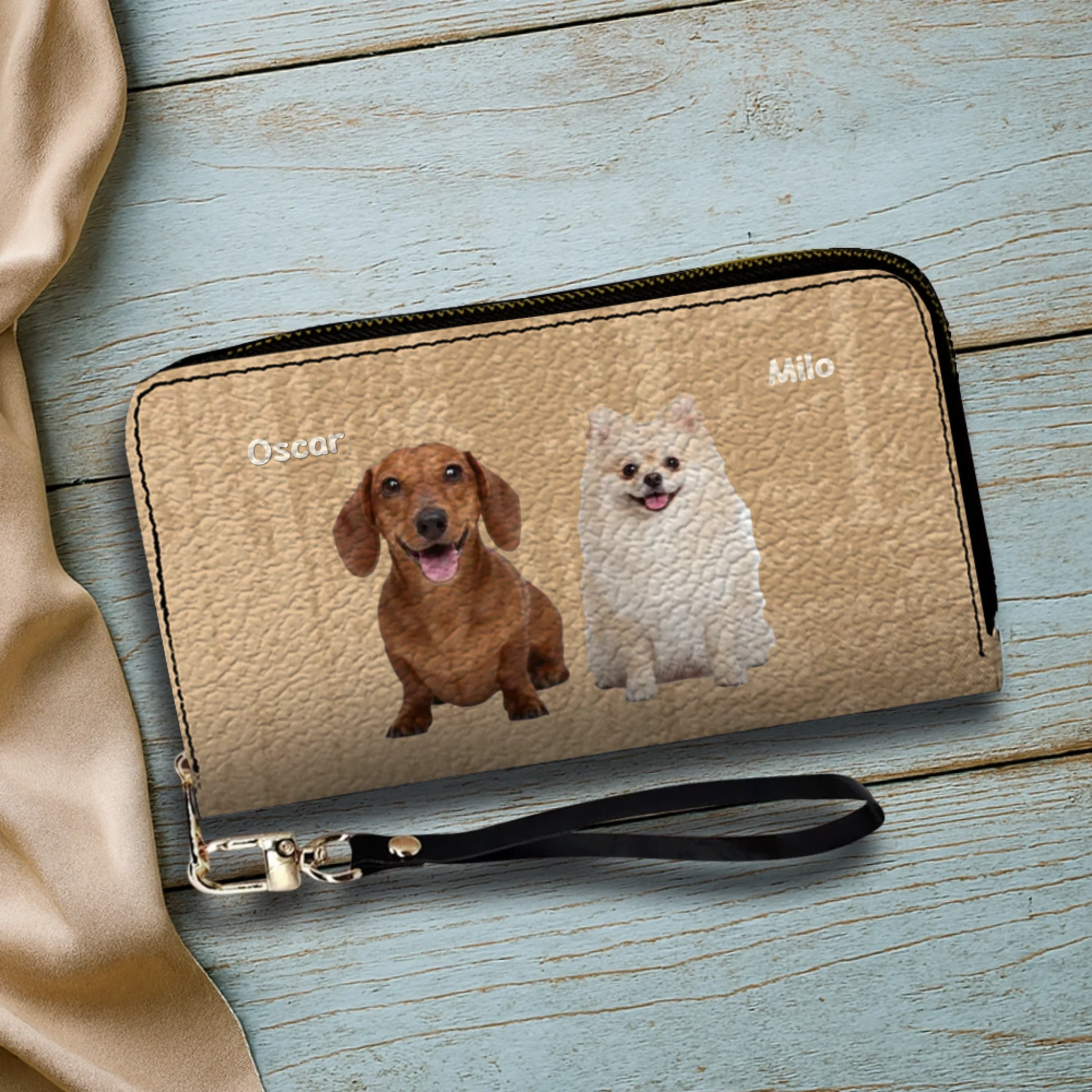 Custom Pet Photo Leather Wallet: Personalized Dog Name Wallet - 89Prints
