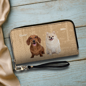 Custom Pet Photo Leather Wallet: Personalized Dog Name Wallet - 89Prints