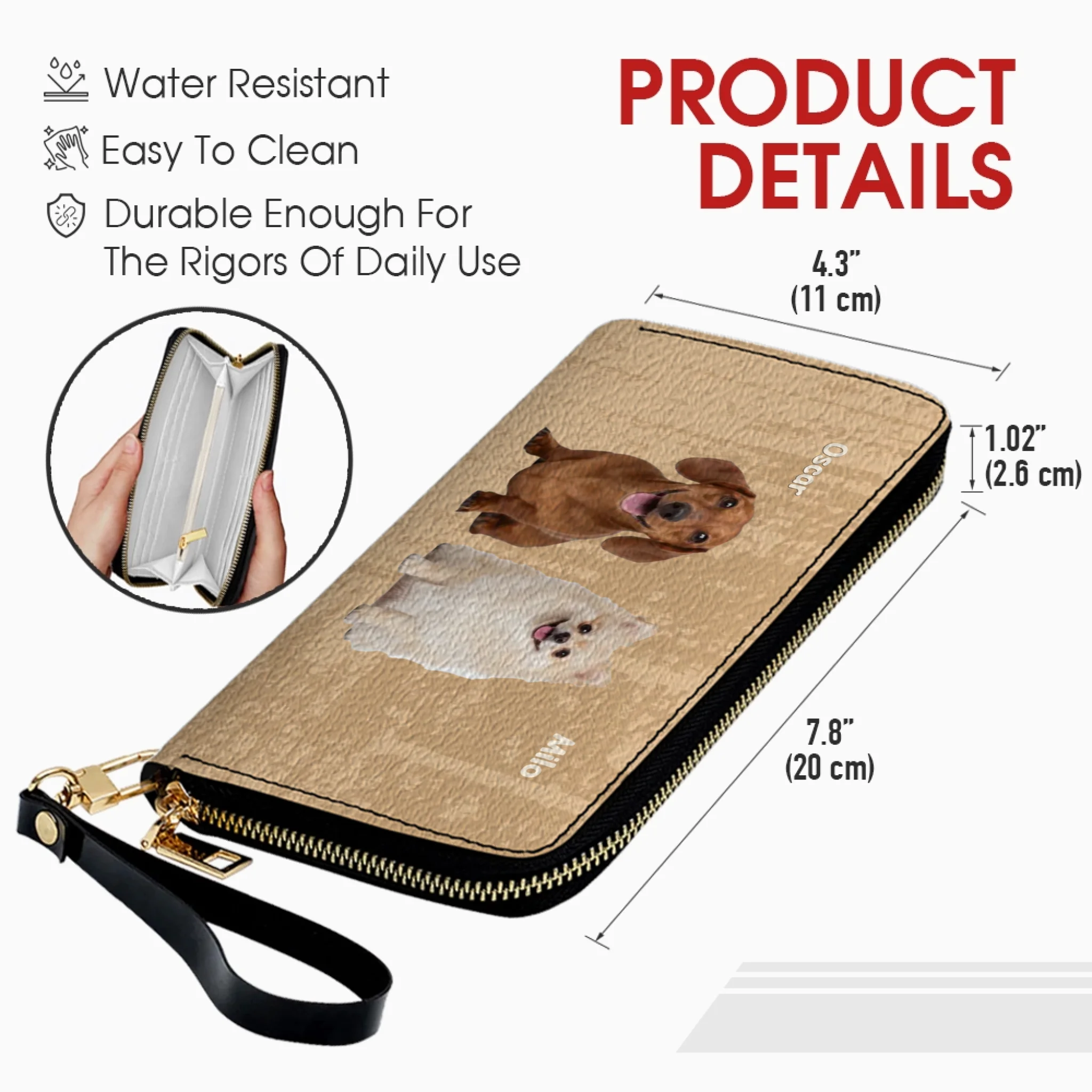 Custom Pet Photo Leather Wallet: Personalized Dog Name Wallet - 89Prints