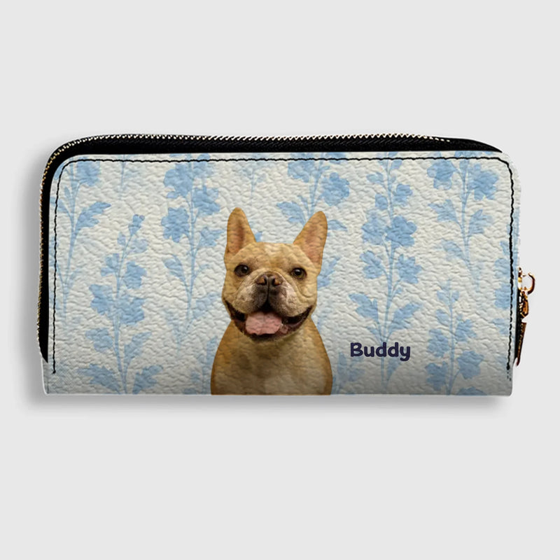 Custom Pet Photo Leather Wallet - Personalized Name & Dog Breed - 89Prints