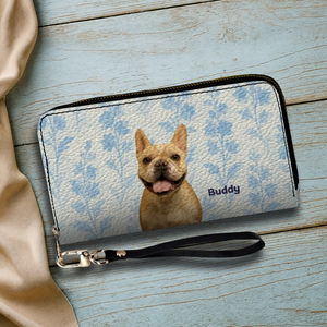 Custom Pet Photo Leather Wallet - Personalized Name & Dog Breed - 89Prints