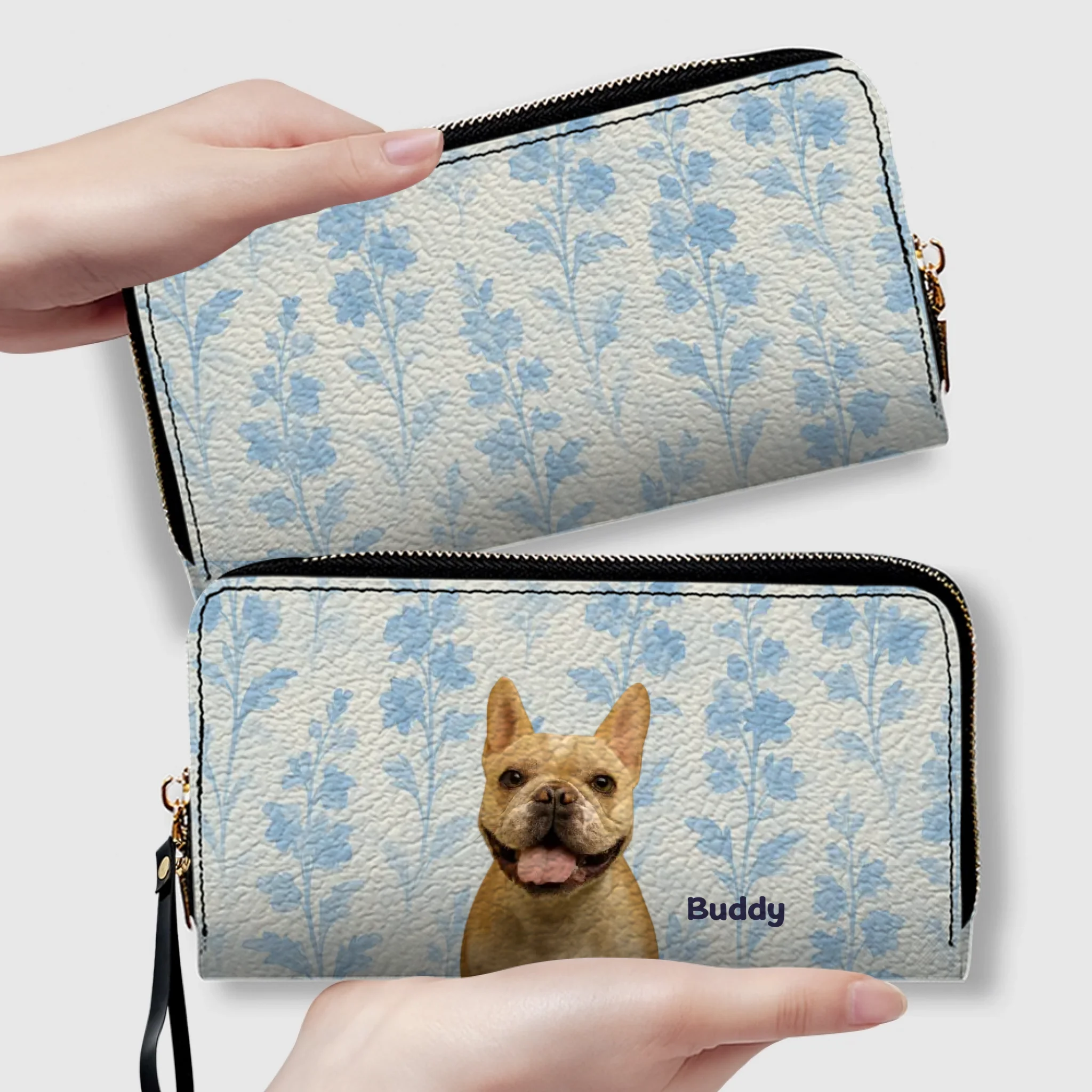 Custom Pet Photo Leather Wallet - Personalized Name & Dog Breed - 89Prints