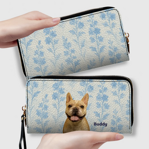 Custom Pet Photo Leather Wallet - Personalized Name & Dog Breed - 89Prints