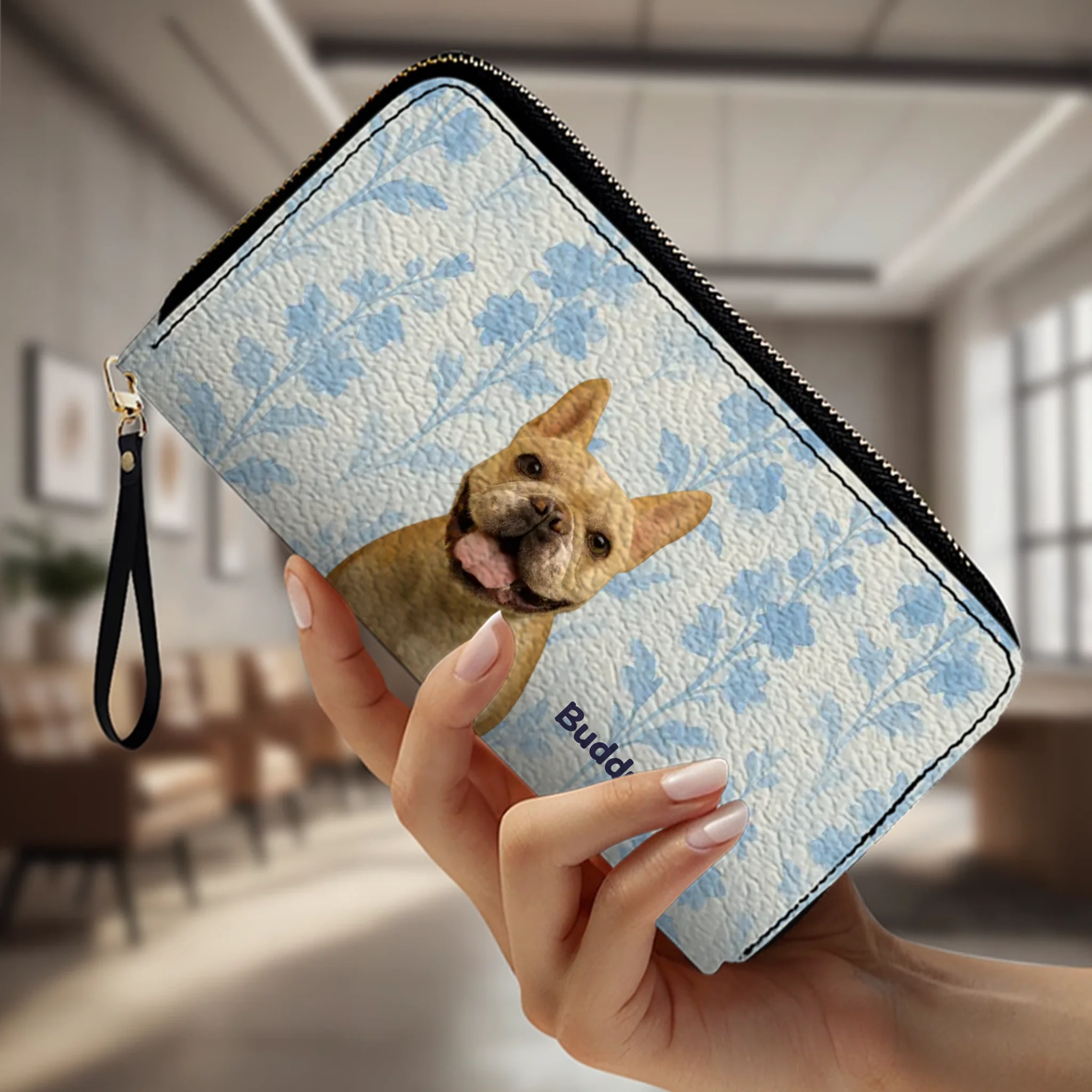 Custom Pet Photo Leather Wallet - Personalized Name & Dog Breed - 89Prints