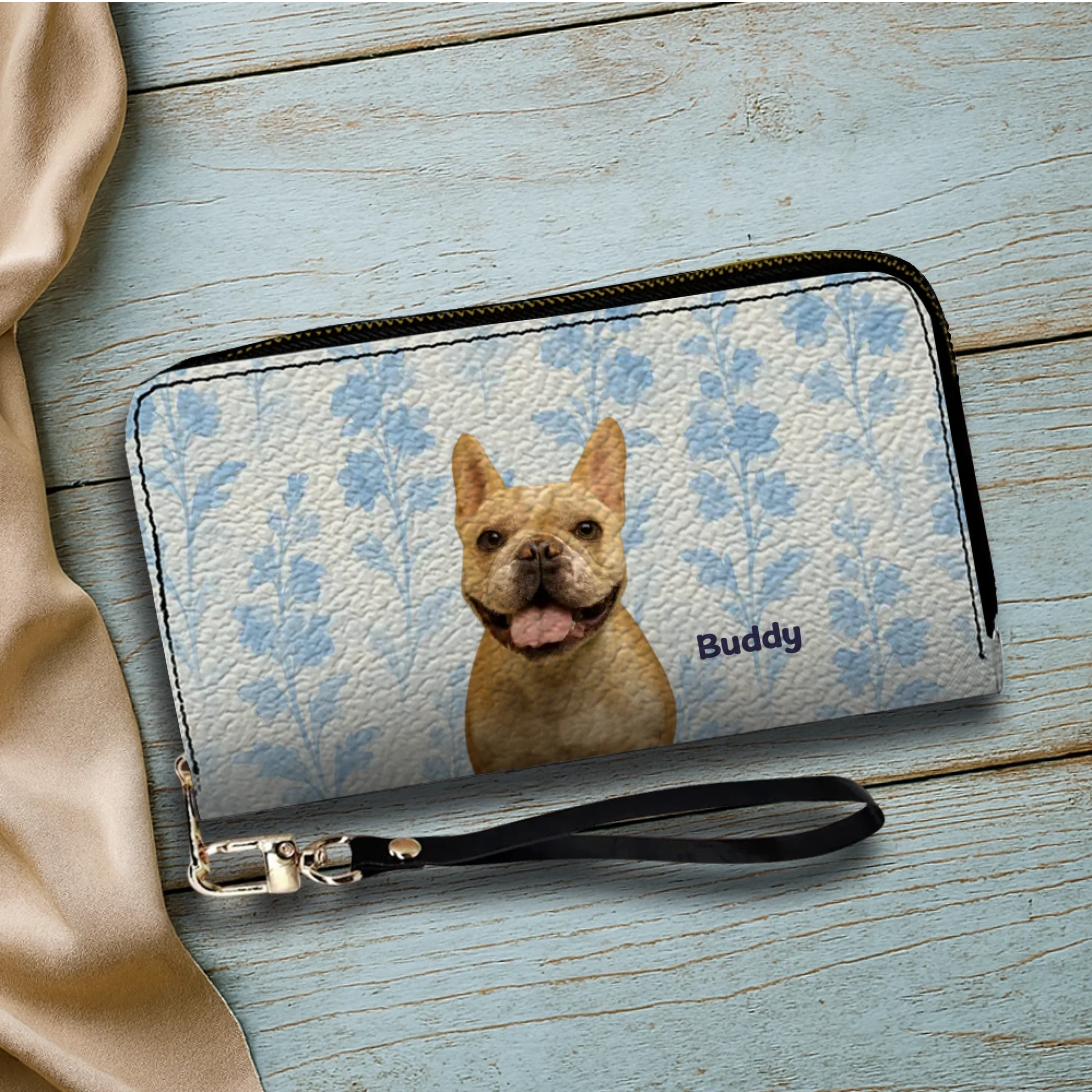 Custom Pet Photo Leather Wallet - Personalized Name & Dog Breed - 89Prints