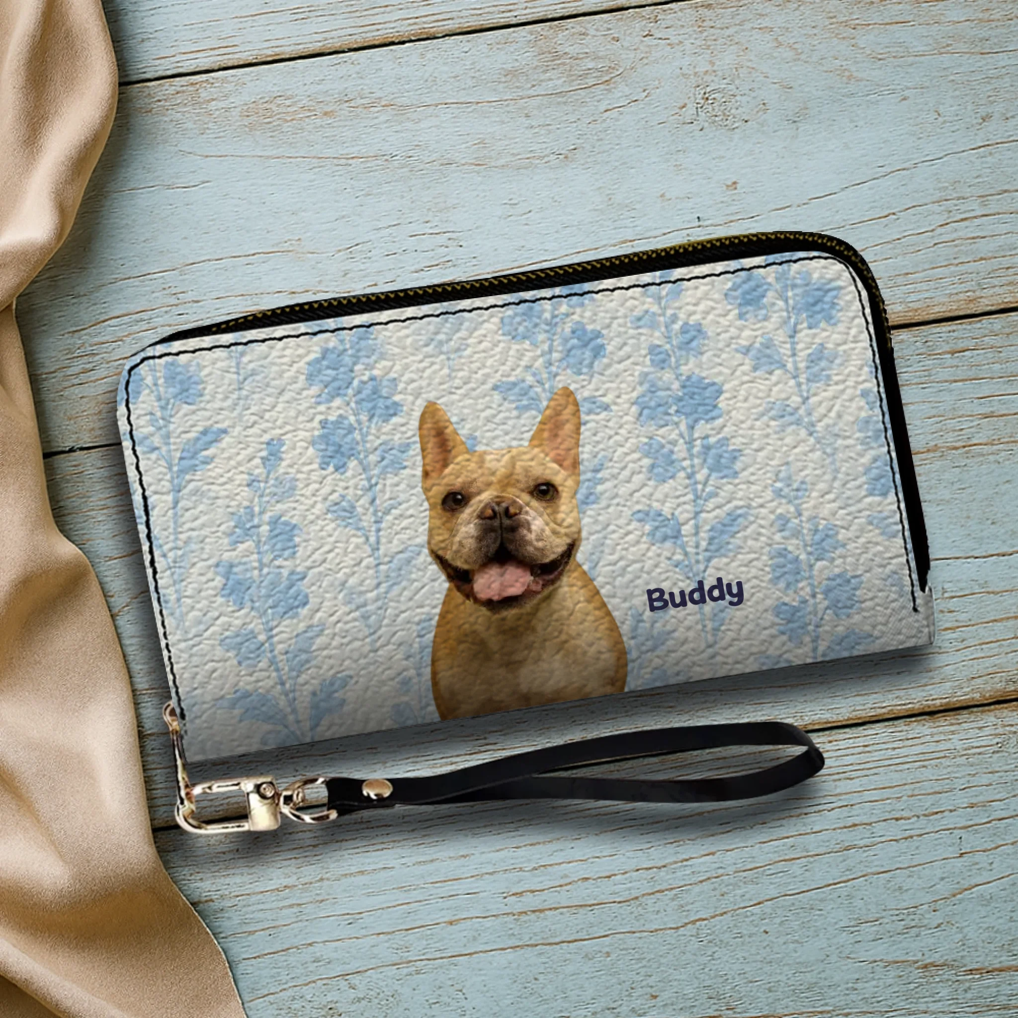 Custom Pet Photo Leather Wallet - Personalized Name & Dog Breed - 89Prints