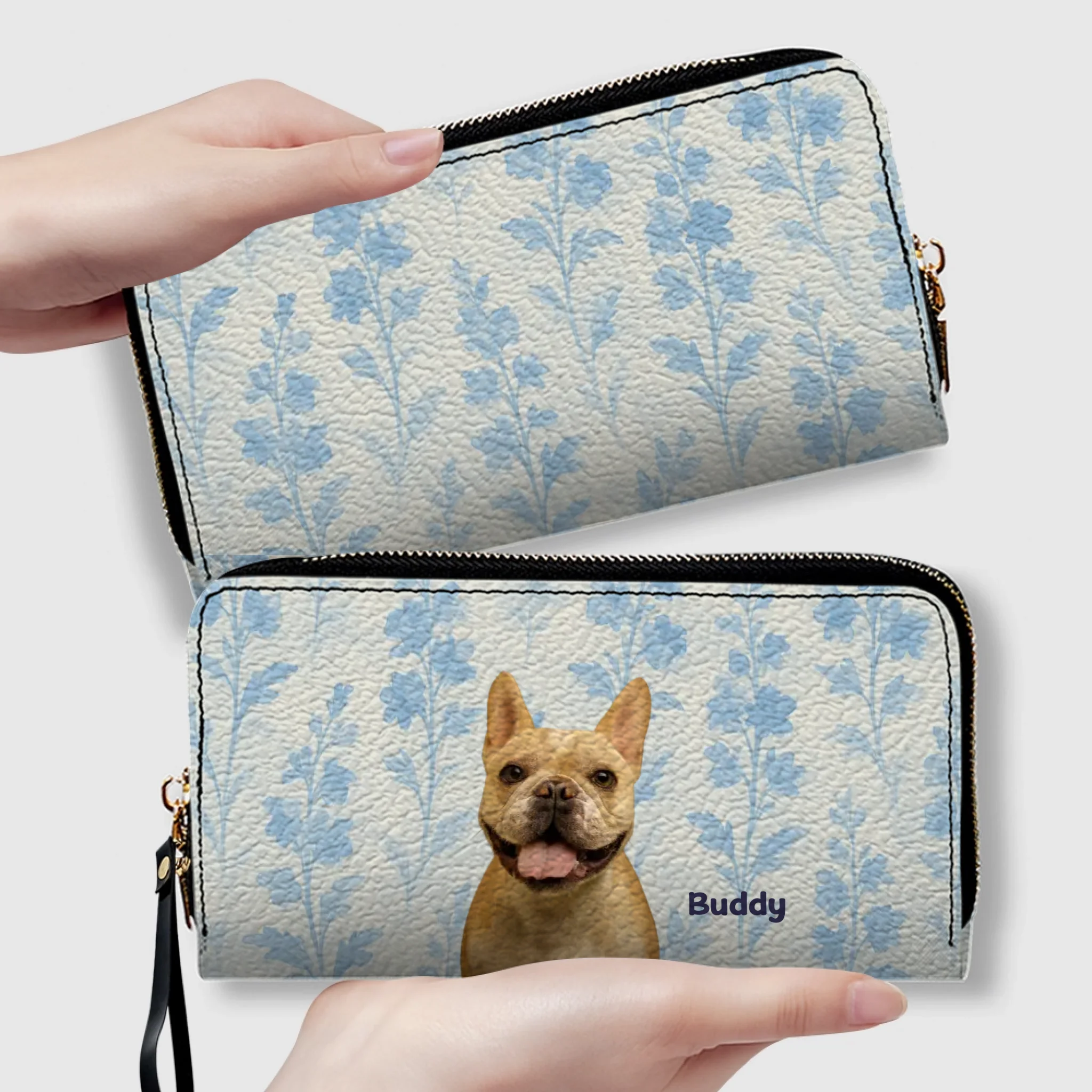 Custom Pet Photo Leather Wallet - Personalized Name & Dog Breed - 89Prints