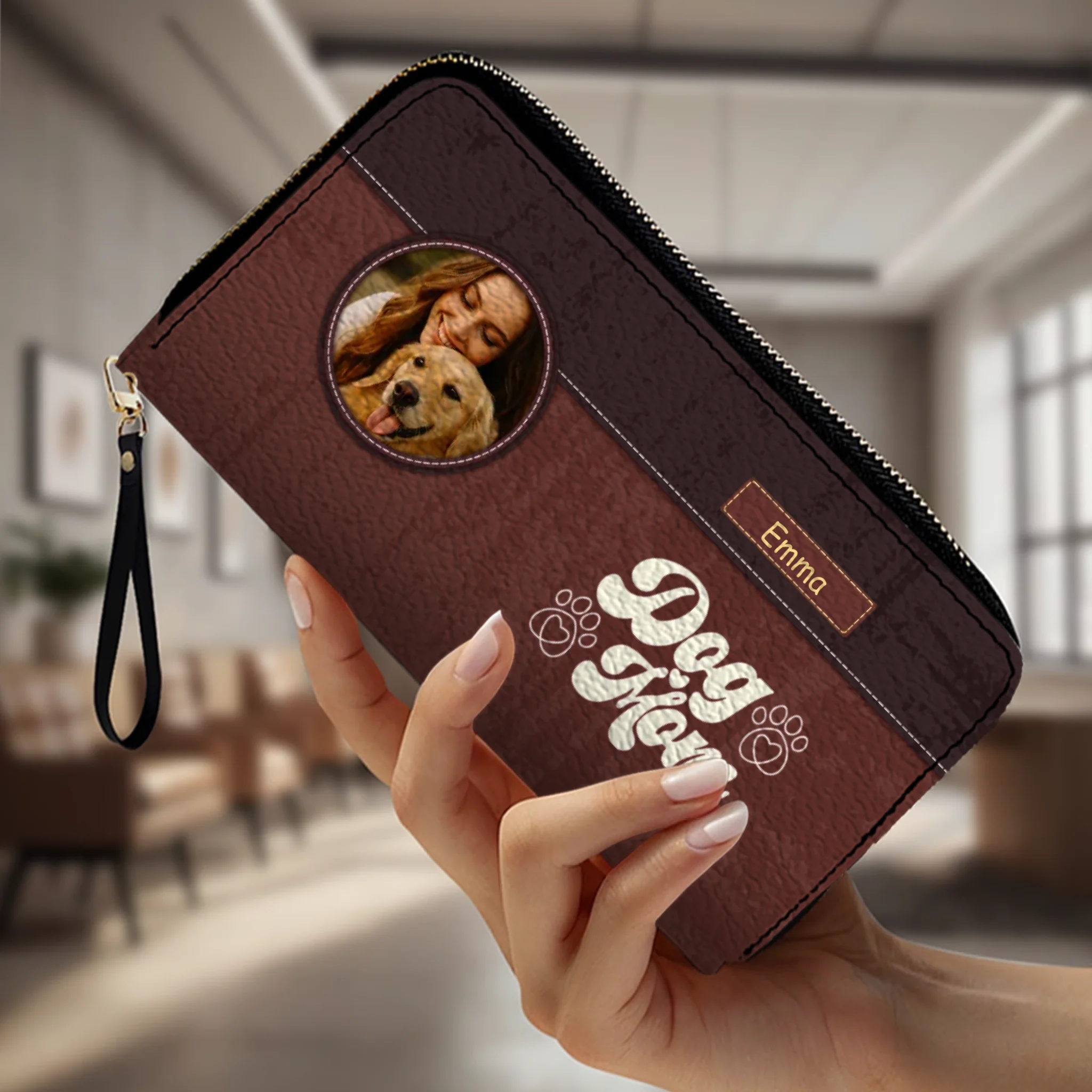 Personalized Dog Mom Wallet – Custom Photo & Name Leather Wallet | 89Prints