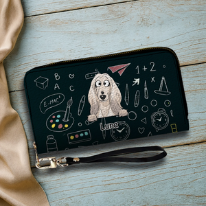 Personalized Dog Wallet – Cute Blackboard Design With Custom Name - 89Prints