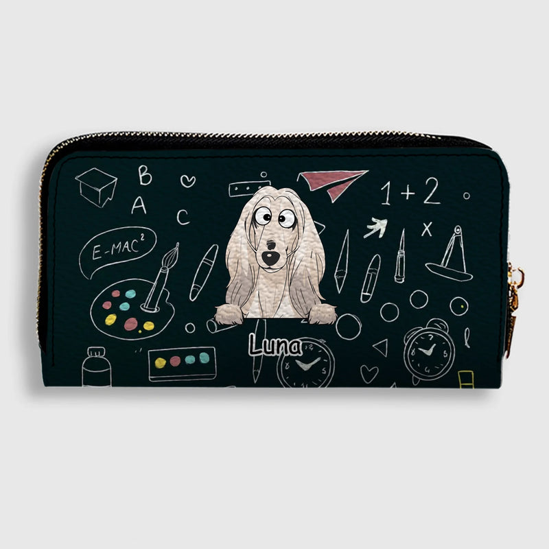 Personalized Dog Wallet – Cute Blackboard Design With Custom Name - 89Prints