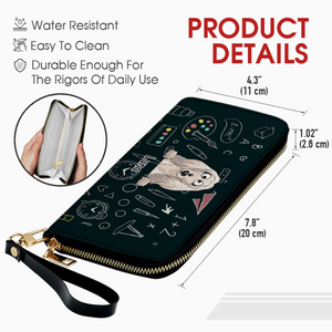 Personalized Dog Wallet – Cute Blackboard Design With Custom Name - 89Prints