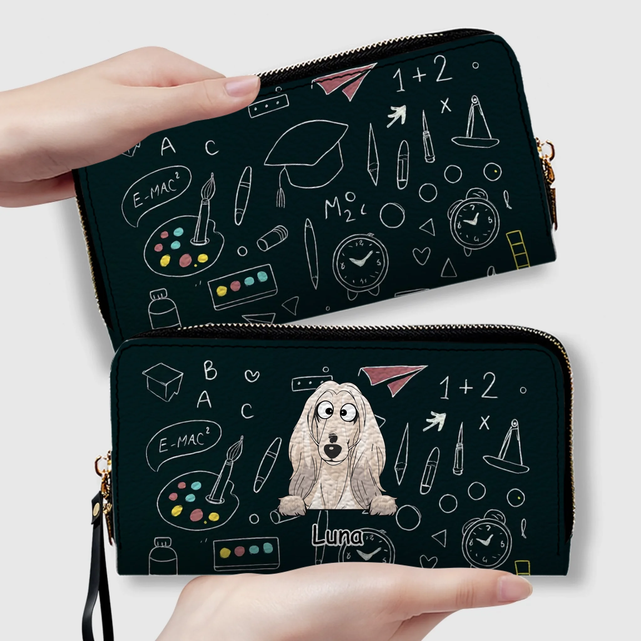 Personalized Dog Wallet – Cute Blackboard Design With Custom Name - 89Prints