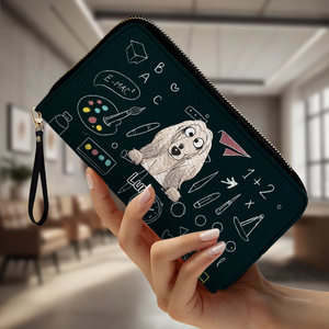 Personalized Dog Wallet – Cute Blackboard Design With Custom Name - 89Prints